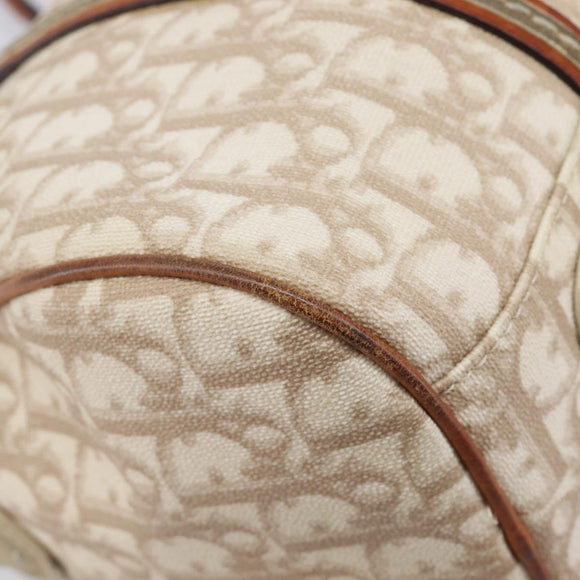 Christian Dior Romantic Chain Tote Bag PVC Beige Silver Auth 213557