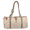Christian Dior Romantic Chain Tote Bag PVC Beige Silver Auth 213557-2