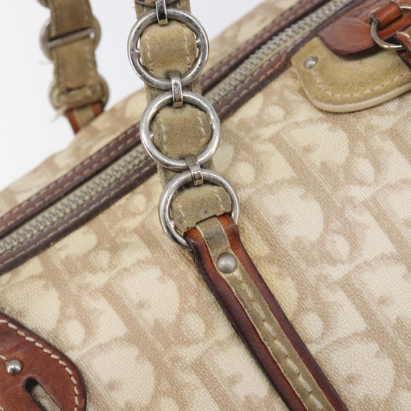 Christian Dior Romantic Chain Tote Bag PVC Beige Silver Auth 213557