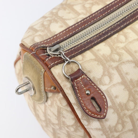 Christian Dior Romantic Chain Tote Bag PVC Beige Silver Auth 213557