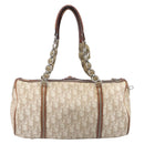 Christian Dior Romantic Chain Tote Bag PVC Beige Silver Auth 213557-3