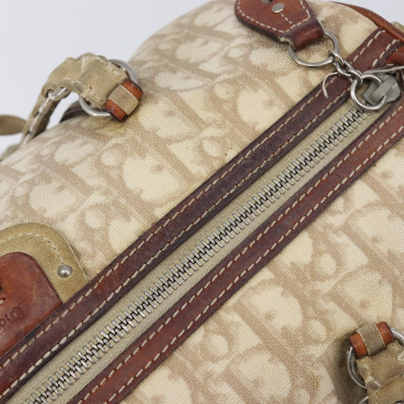 Christian Dior Romantic Chain Tote Bag PVC Beige Silver Auth 213557