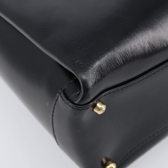 GUCCI Tote Bag Leather Black Gold Auth 213560A