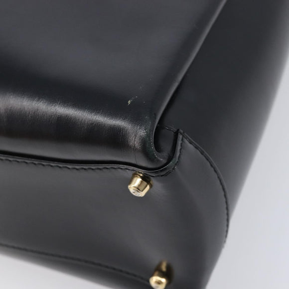 GUCCI Tote Bag Leather Black Gold Auth 213560A