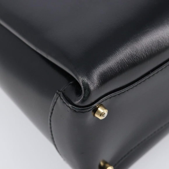 GUCCI Tote Bag Leather Black Gold Auth 213560A
