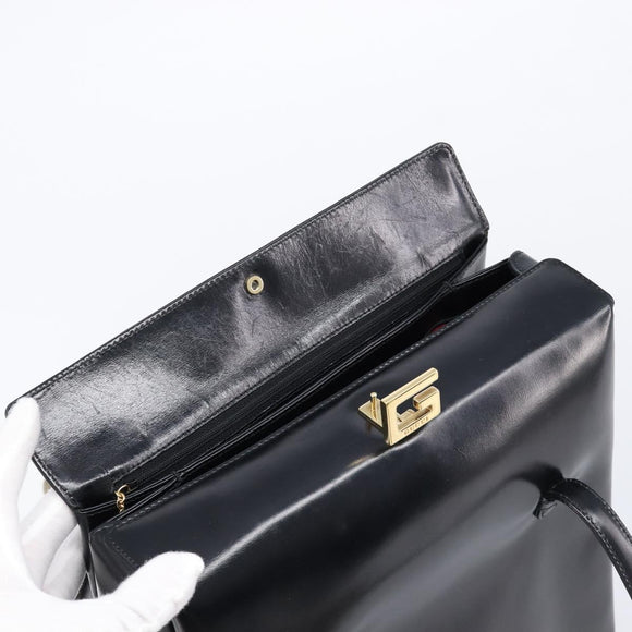 GUCCI Tote Bag Leather Black Gold Auth 213560A