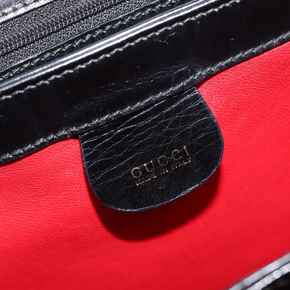 GUCCI Tote Bag Leather Black Gold Auth 213560A