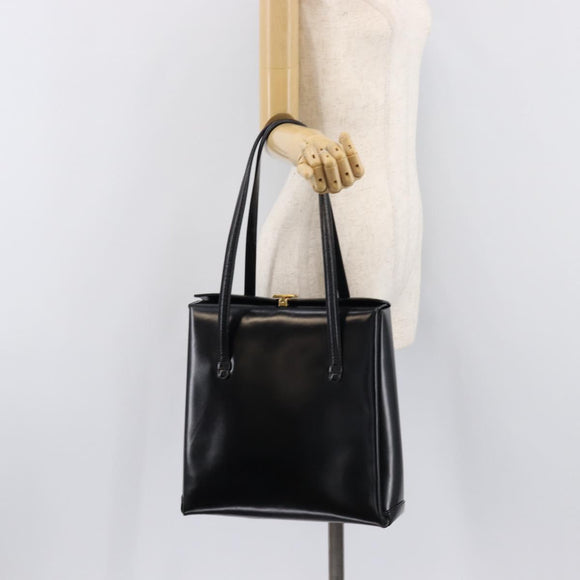GUCCI Tote Bag Leather Black Gold Auth 213560A