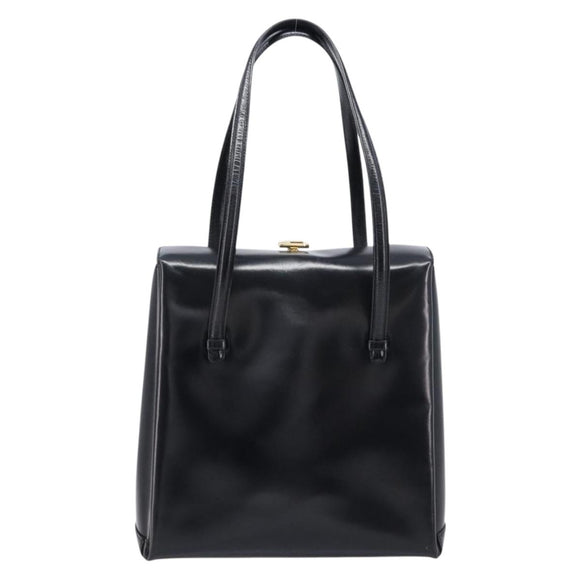 GUCCI Tote Bag Leather Black Gold Auth 213560A