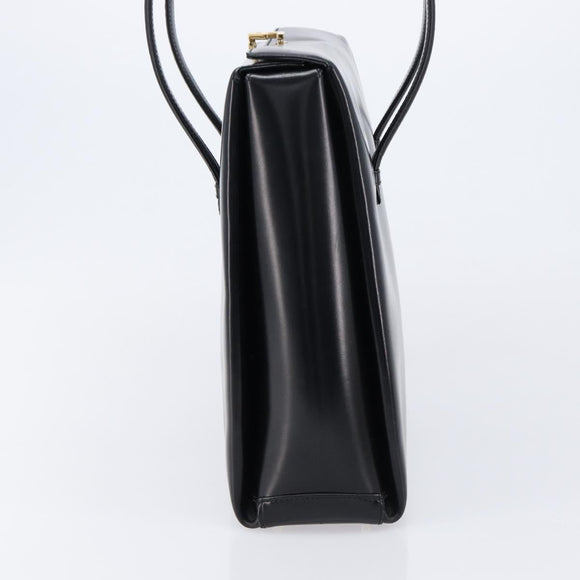 GUCCI Tote Bag Leather Black Gold Auth 213560A