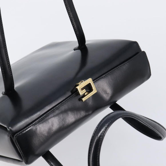 GUCCI Tote Bag Leather Black Gold Auth 213560A