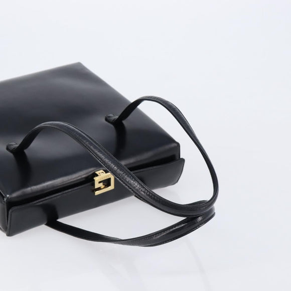 GUCCI Tote Bag Leather Black Gold Auth 213560A