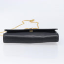 CELINE Chain Shoulder Bag Leather Black Gold Auth 213562-10