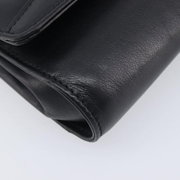 CELINE Chain Shoulder Bag Leather Black Gold Auth 213562