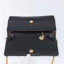 CELINE Chain Shoulder Bag Leather Black Gold Auth 213562-17