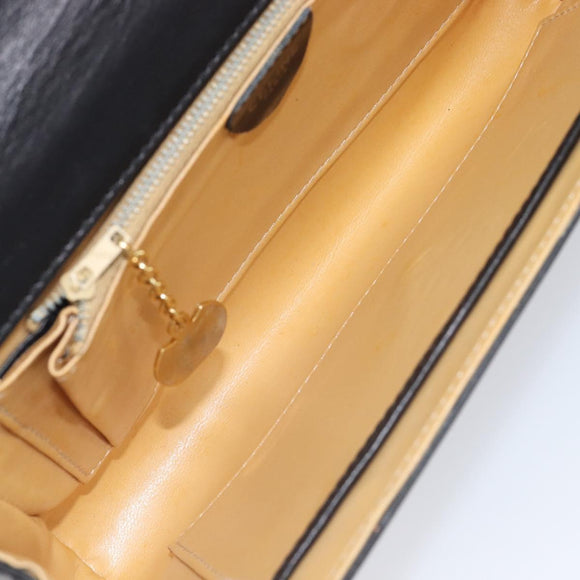 CELINE Chain Shoulder Bag Leather Black Gold Auth 213562