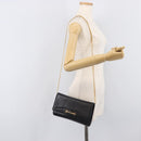 CELINE Chain Shoulder Bag Leather Black Gold Auth 213562-26