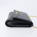 CELINE Chain Shoulder Bag Leather Black Gold Auth 213562-4