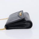 CELINE Chain Shoulder Bag Leather Black Gold Auth 213562-5