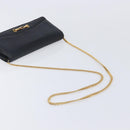CELINE Chain Shoulder Bag Leather Black Gold Auth 213562-7