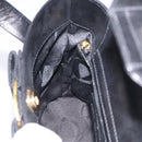 Salvatore Ferragamo Vala Hand Bag Leather Black Gold Auth 213569A-18