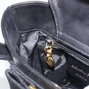 Salvatore Ferragamo Vala Hand Bag Leather Black Gold Auth 213569A-19