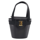 Salvatore Ferragamo Vala Hand Bag Leather Black Gold Auth 213569A-2