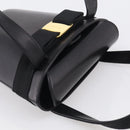 Salvatore Ferragamo Vala Hand Bag Leather Black Gold Auth 213569A-6