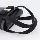 Salvatore Ferragamo Vala Hand Bag Leather Black Gold Auth 213569A-7