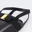 Salvatore Ferragamo Vala Hand Bag Leather Black Gold Auth 213569A-8