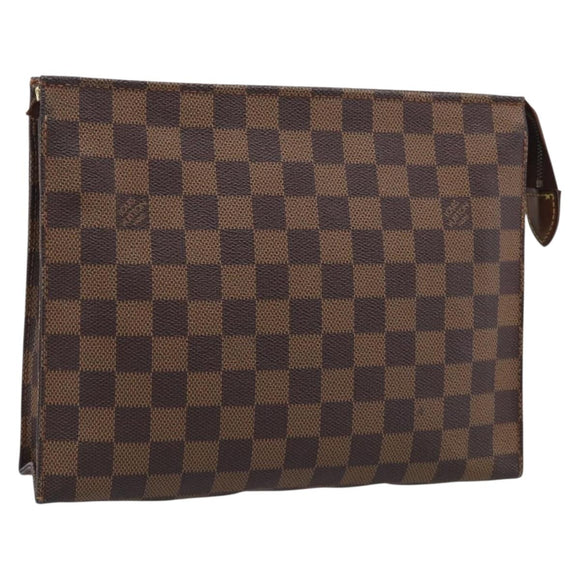 LOUIS VUITTON Damier Ebene Poche Toilette 26 Pouch N47543 LV Auth 213586