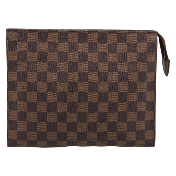 LOUIS VUITTON Damier Ebene Poche Toilette 26 Pouch N47543 LV Auth 213586