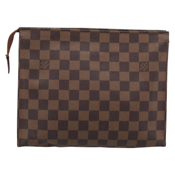 LOUIS VUITTON Damier Ebene Poche Toilette 26 Pouch N47543 LV Auth 213586
