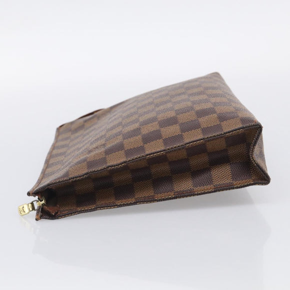 LOUIS VUITTON Damier Ebene Poche Toilette 26 Pouch N47543 LV Auth 213586