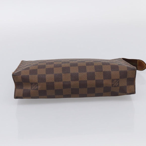 LOUIS VUITTON Damier Ebene Poche Toilette 26 Pouch N47543 LV Auth 213586