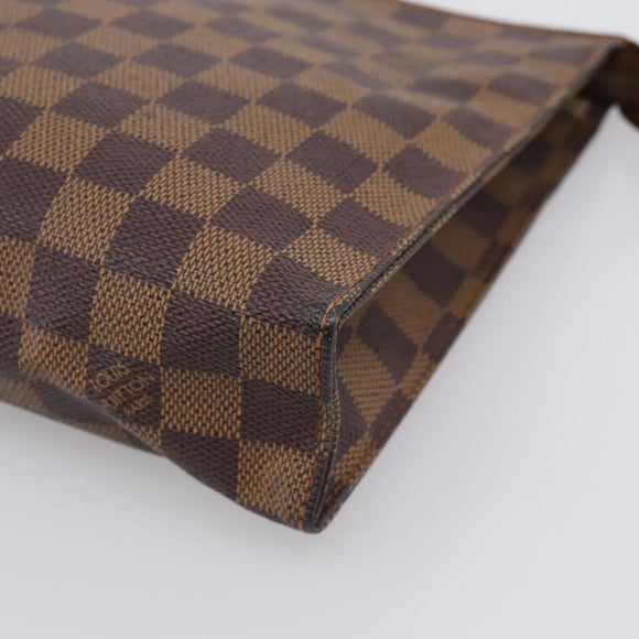 LOUIS VUITTON Damier Ebene Poche Toilette 26 Pouch N47543 LV Auth 213586