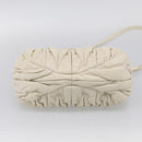 Miu Miu Matelasse Hand Bag Leather 2way White Gold Auth 213588V-11