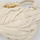 Miu Miu Matelasse Hand Bag Leather 2way White Gold Auth 213588V-12