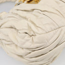 Miu Miu Matelasse Hand Bag Leather 2way White Gold Auth 213588V-13
