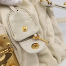 Miu Miu Matelasse Hand Bag Leather 2way White Gold Auth 213588V-16