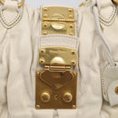 Miu Miu Matelasse Hand Bag Leather 2way White Gold Auth 213588V-17