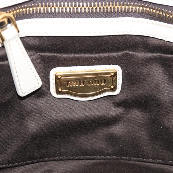 Miu Miu Matelasse Hand Bag Leather 2way White Gold Auth 213588V