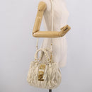 Miu Miu Matelasse Hand Bag Leather 2way White Gold Auth 213588V-26