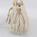 Miu Miu Matelasse Hand Bag Leather 2way White Gold Auth 213588V-5