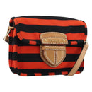 PRADA Shoulder Bag Canvas Orange Gold Auth 213592-1
