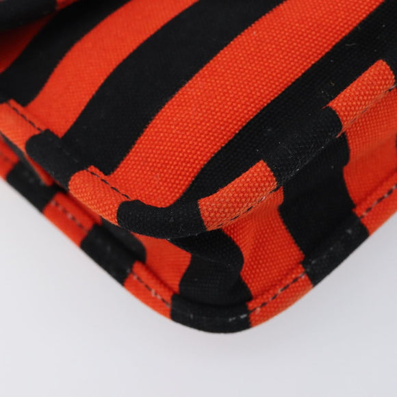 PRADA Shoulder Bag Canvas Orange Gold Auth 213592