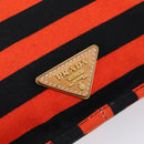 PRADA Shoulder Bag Canvas Orange Gold Auth 213592-14