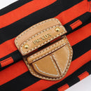 PRADA Shoulder Bag Canvas Orange Gold Auth 213592-15