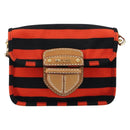 PRADA Shoulder Bag Canvas Orange Gold Auth 213592-2
