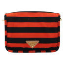 PRADA Shoulder Bag Canvas Orange Gold Auth 213592-3
